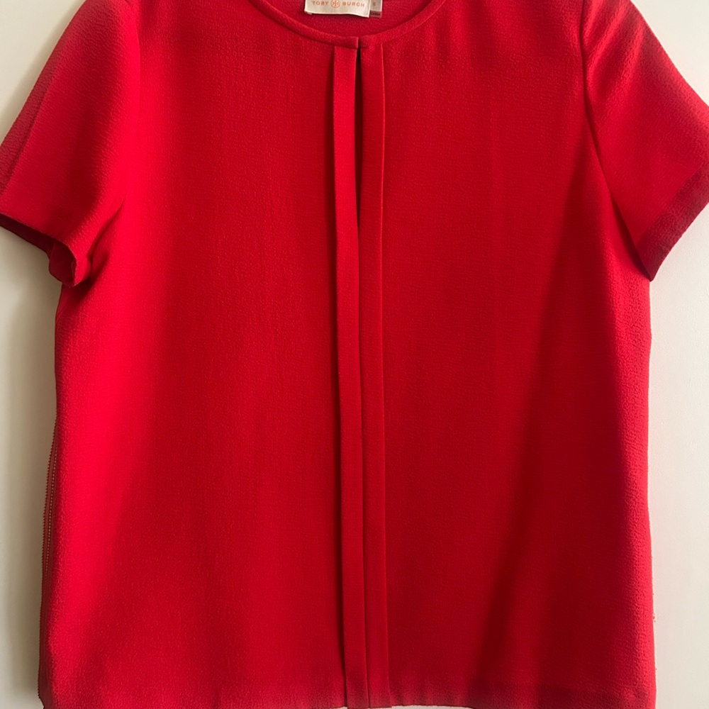 Chic Scarlet Blouse for Women
Beautiful red crepe top for suiting.